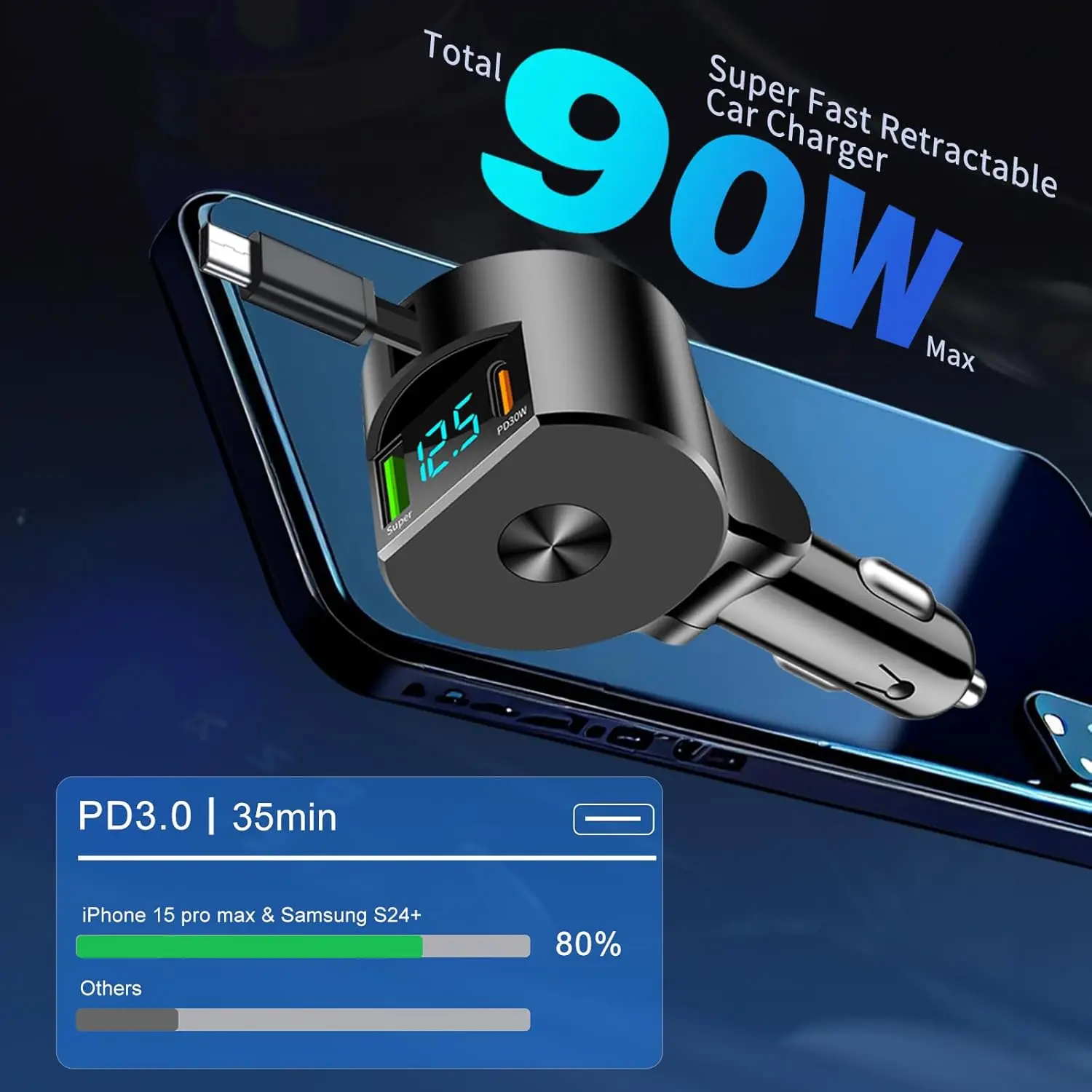 Upgraded Retractable Car Charg - Fast Charging Cable 评论和价格